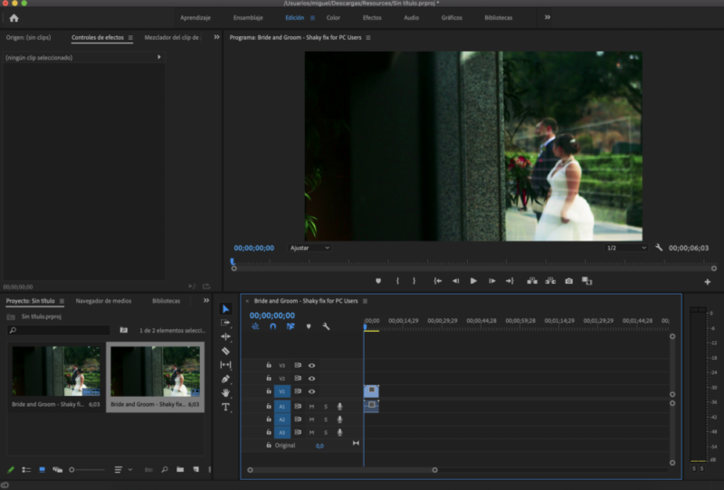 Estabilización de video en Adobe Premiere Pro