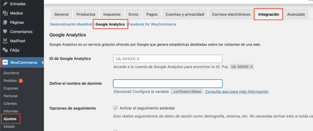 WooCommerce - Integración Google Analytics