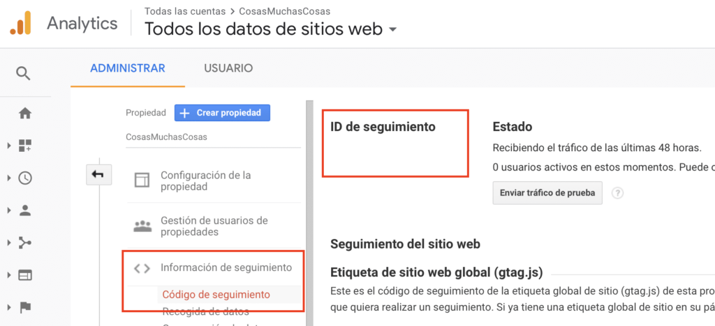 Google Analytics - ID Seguimiento