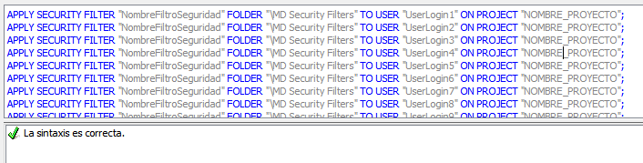 Script command manager apply security filter
