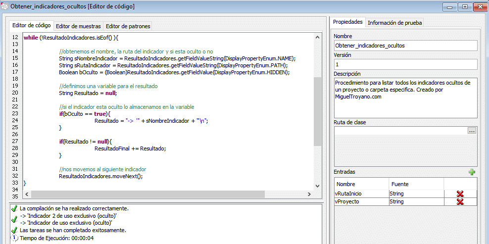 Listar indicadores o atributos ocultos en Command Manager