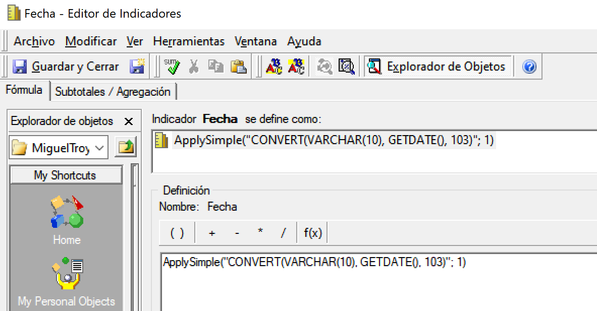 Crear un indicador con la fecha del sistema