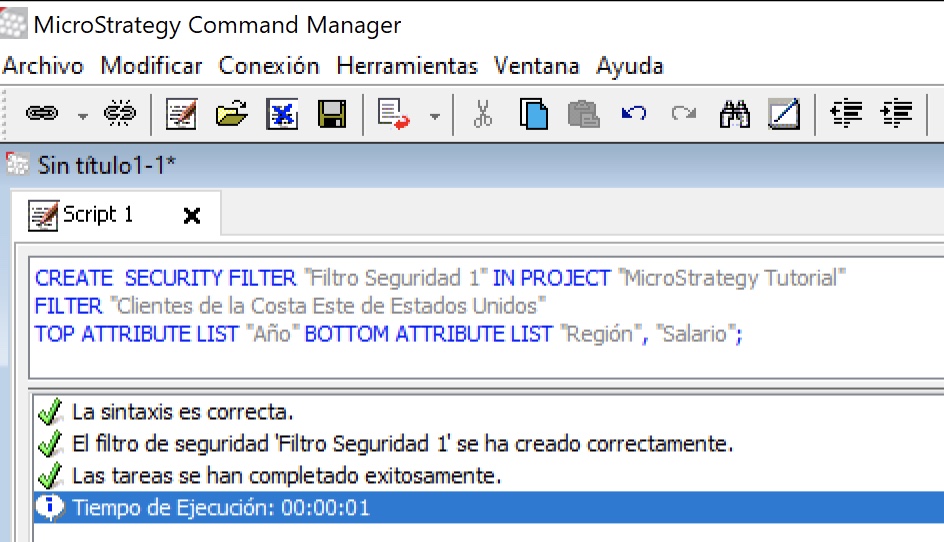 Gestionar filtros de seguridad con MicroStrategy Command Manager