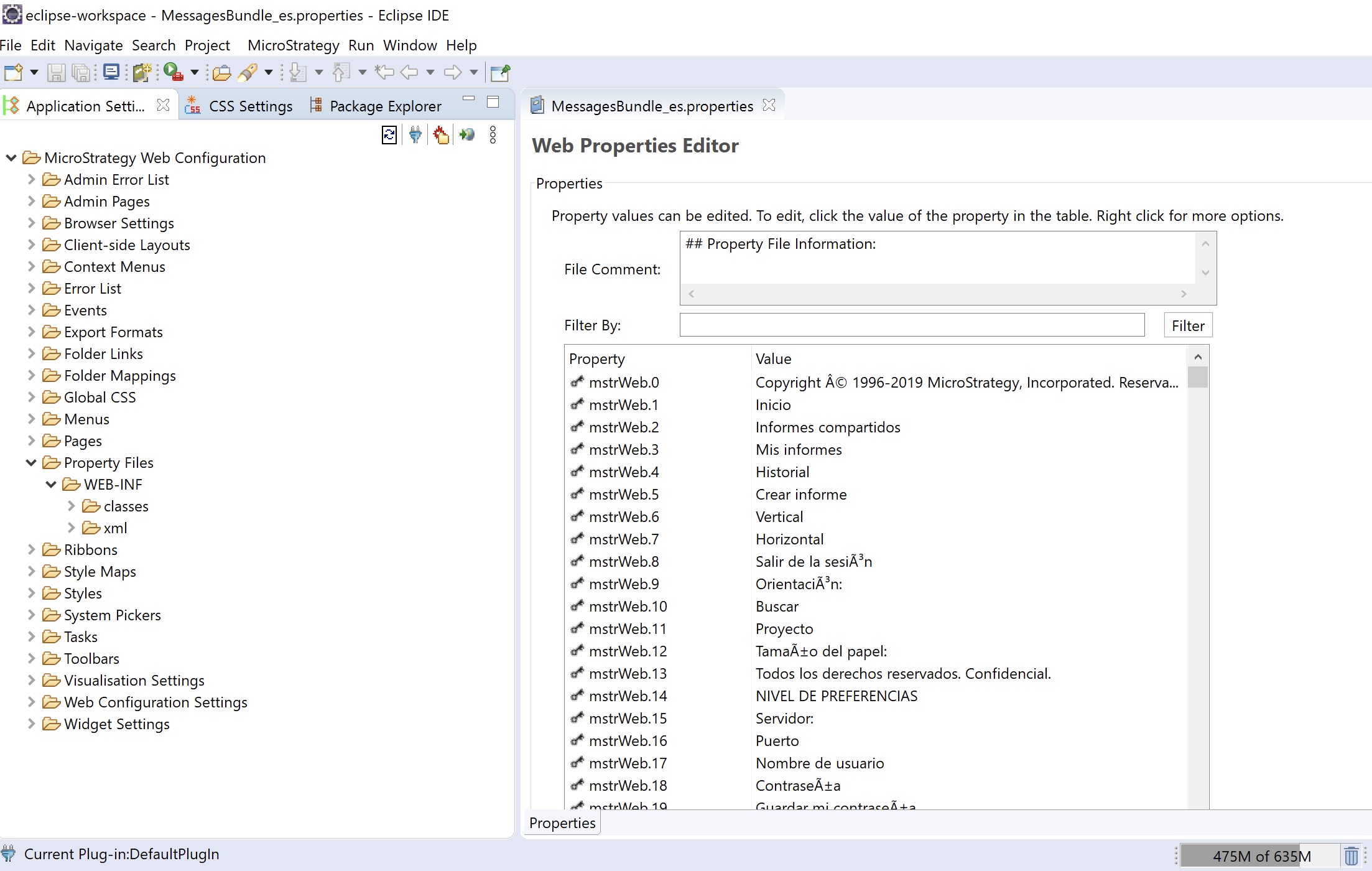 Mostrar opciones avanzadas en MicroStrategy Web Customization Editor
