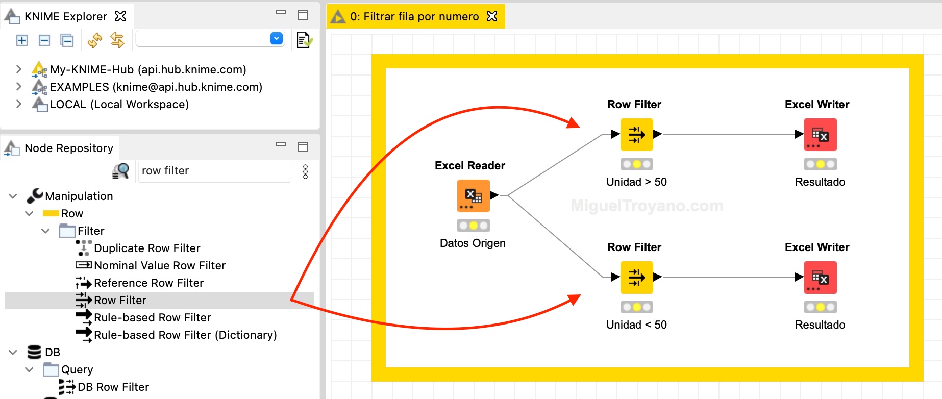 Filtrar filas por cantidades (row filter) con KNIME