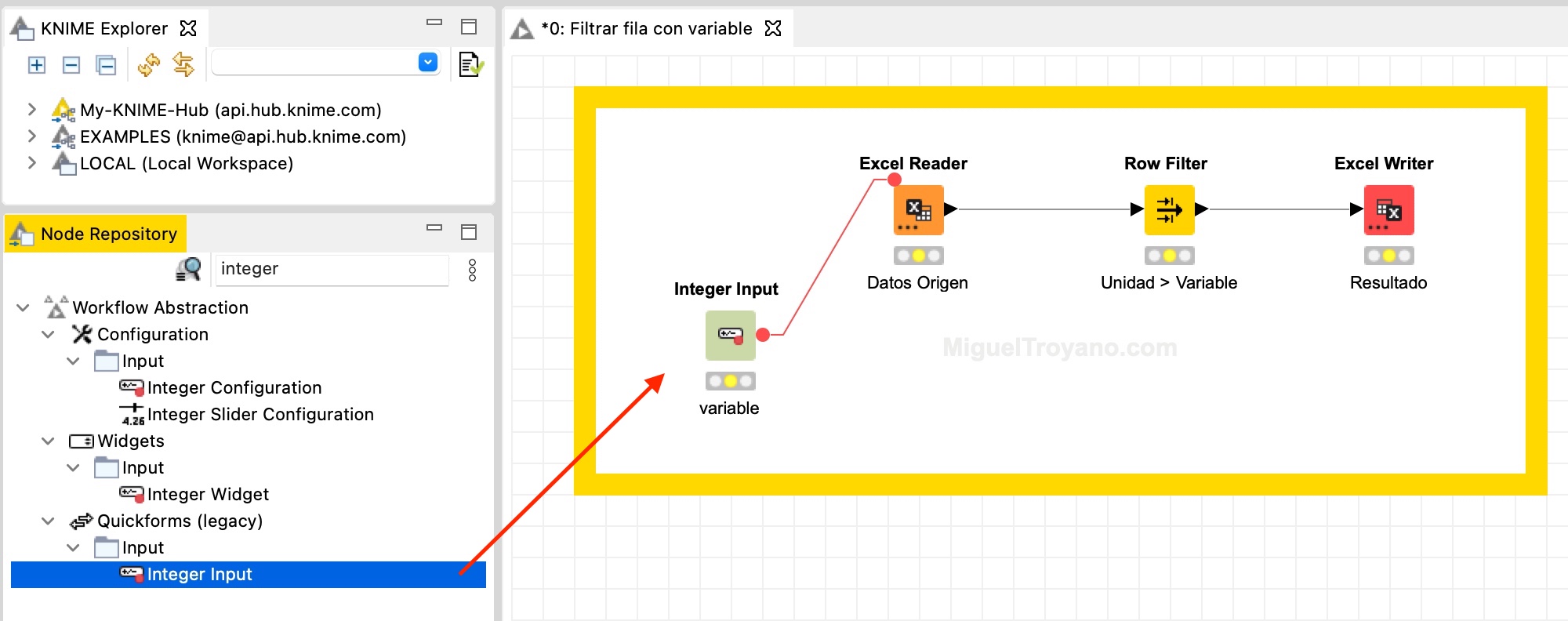 Filtrar filas por un valor de una variable con KNIME