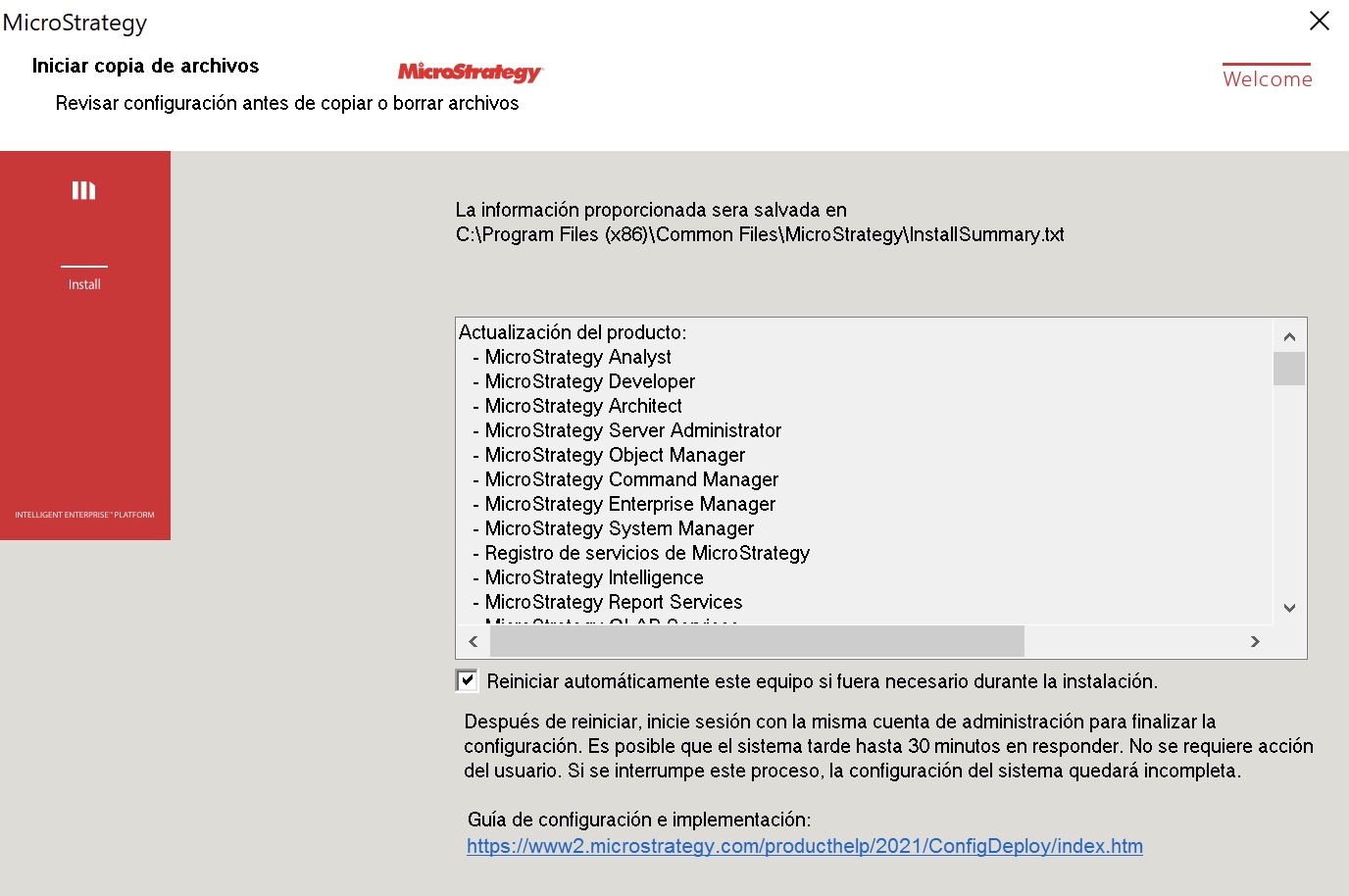 Actualizar MicroStrategy 2020 a MicroStrategy 2021