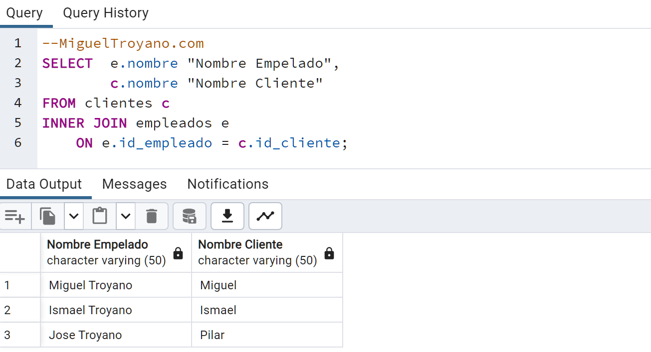 Alias de tablas en PostgreSQL