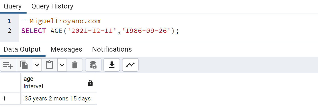 Función AGE en PostgreSQL