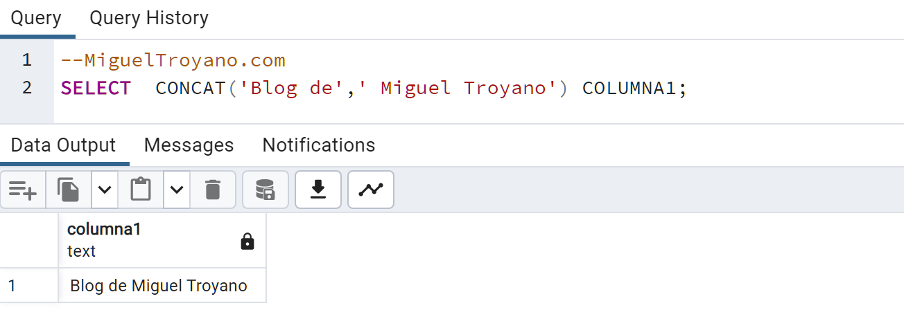 Función CONCAT en PostgreSQL
