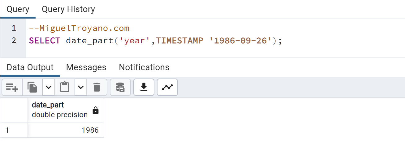 Función DATE_PART en PostgreSQL