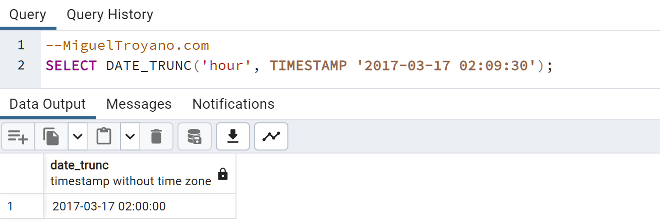 Función DATE_TRUNC en PostgreSQL