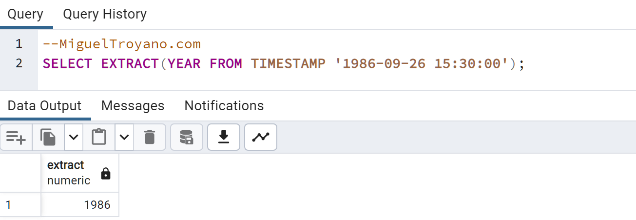 Función EXTRACT en PostgreSQL