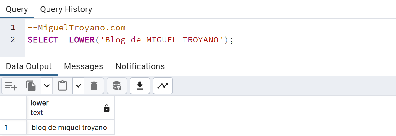 Función LOWER en PostgreSQL