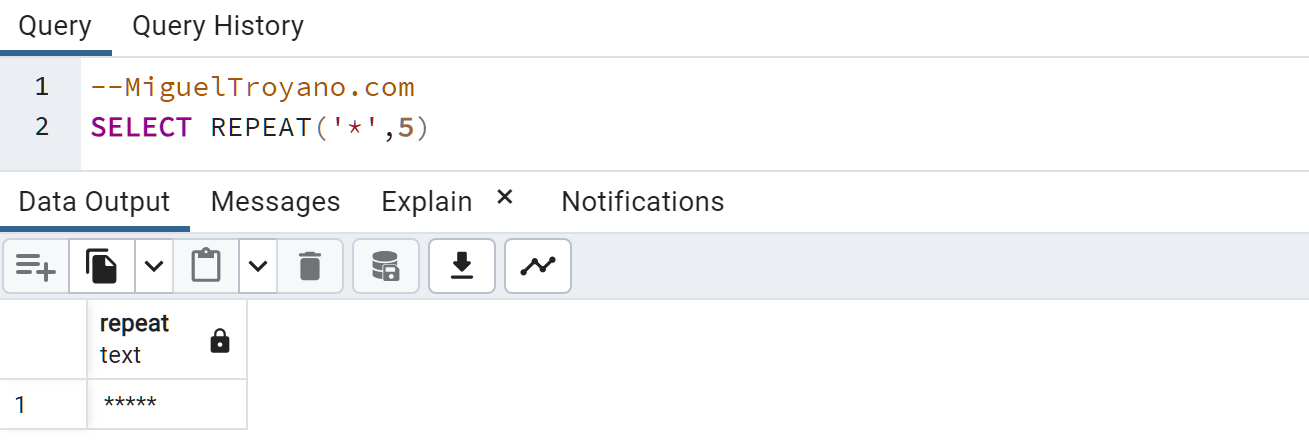 Función REPEAT en PostgreSQL