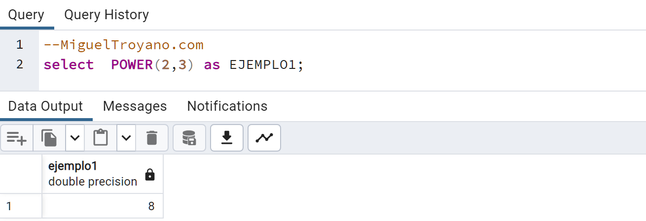 Función POWER en PostgreSQL