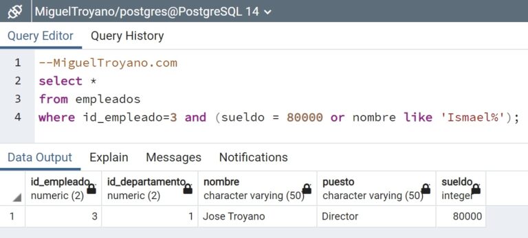 Operadores lógicos en PostgreSQL