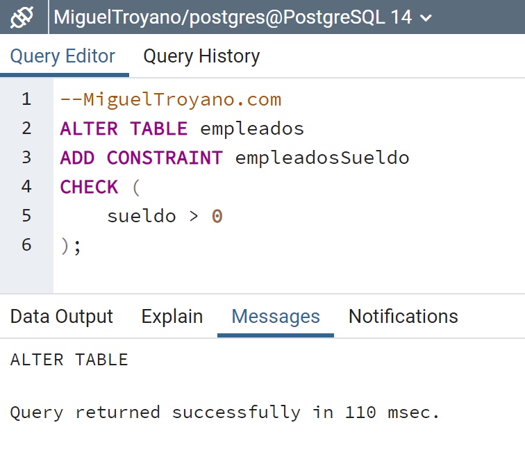 Restricción CHECK en PostgreSQL