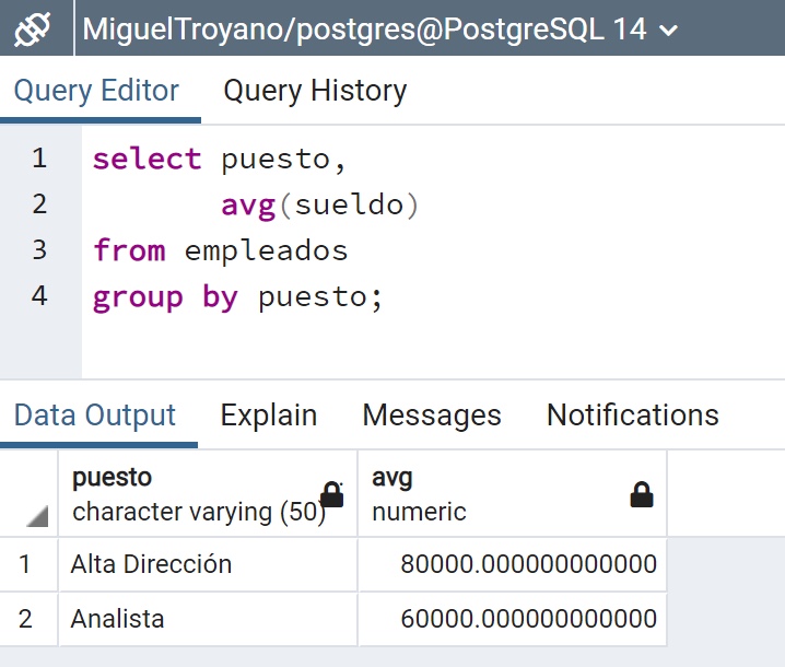 Agrupar registros usando GROUP BY en PostgreSQL