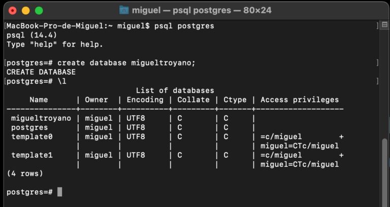 Instalar PostgreSQL en Mac OS