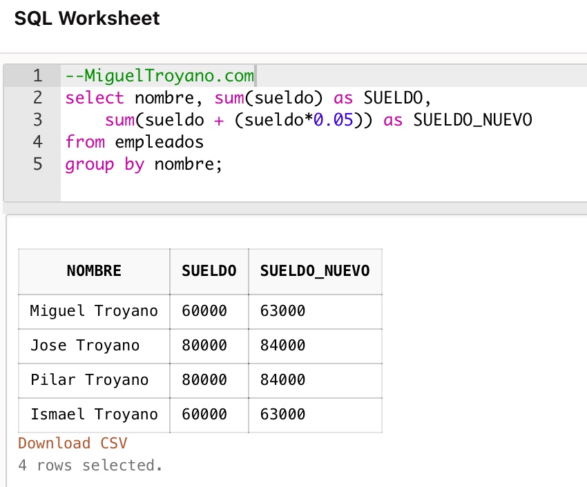 Visualizar registros de una tabla con SELECT en Oracle