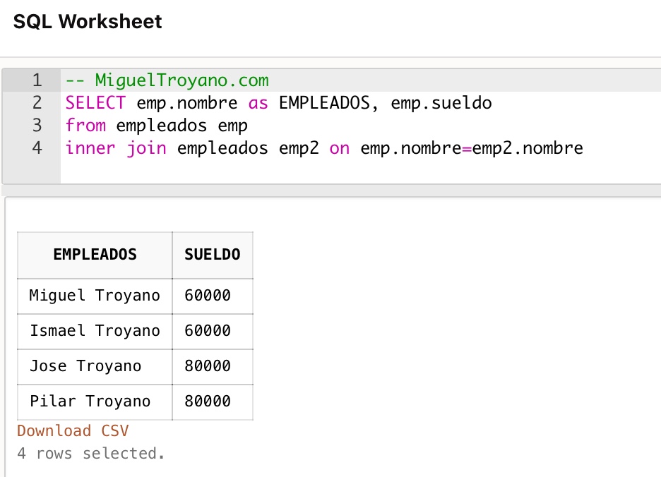 Alias de tablas en Oracle