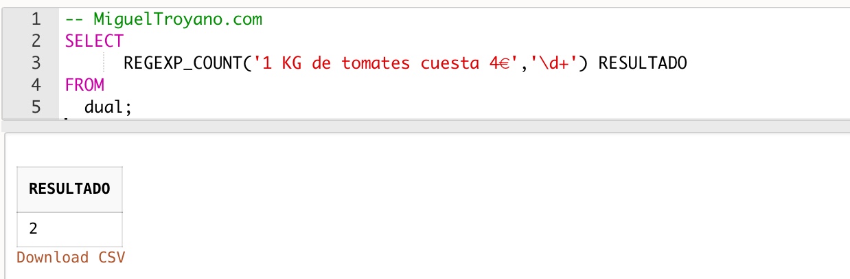 Función REGEXP_COUNT en Oracle