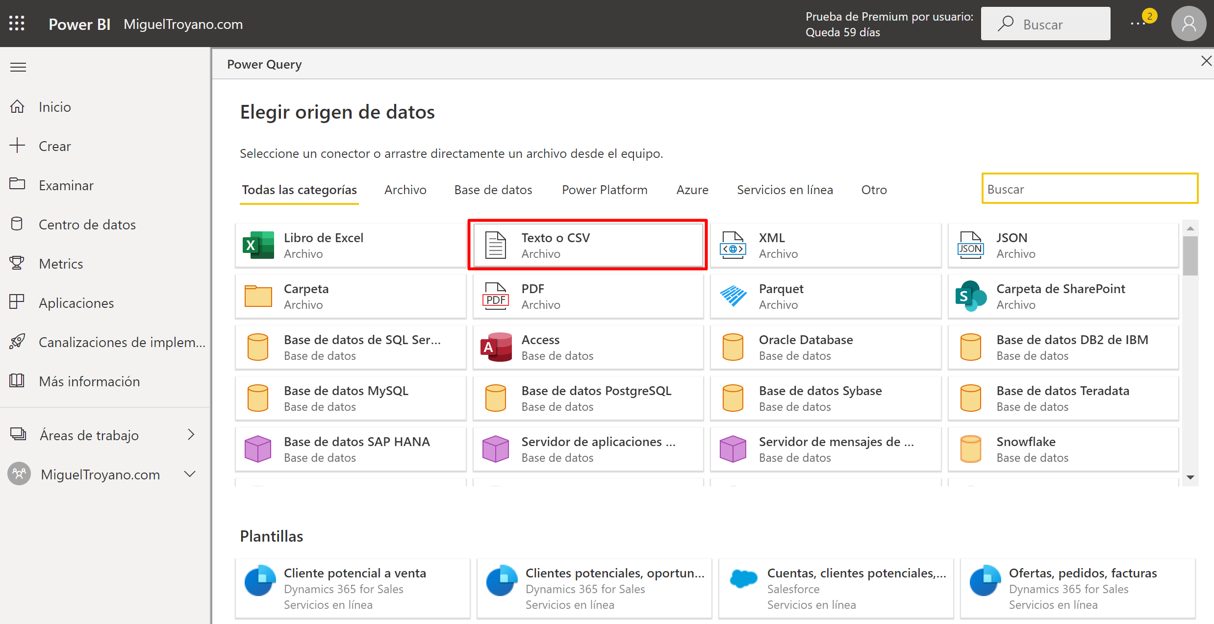 Importar fichero de OneDrive en PowerBI