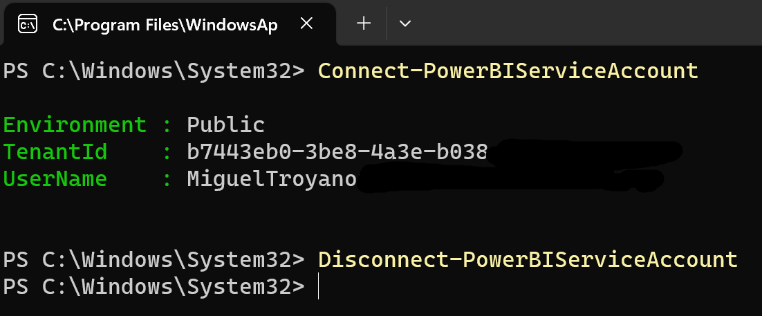 Iniciar sesión en Power BI Service con Power BI PowerShell