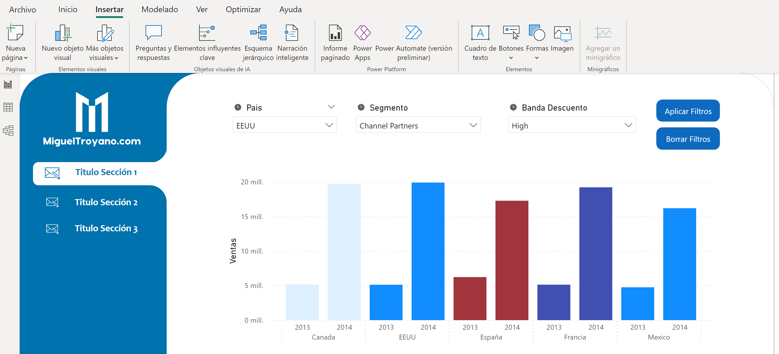 Botón para aplicar todas las segmentaciones en Power BI