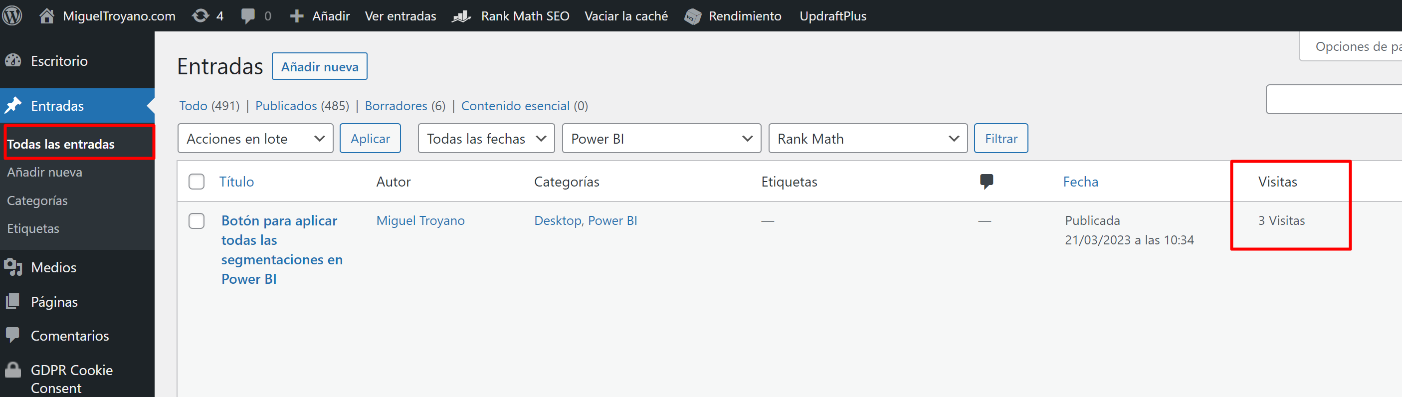 Mostrar número de visitas sin utilizar plugins