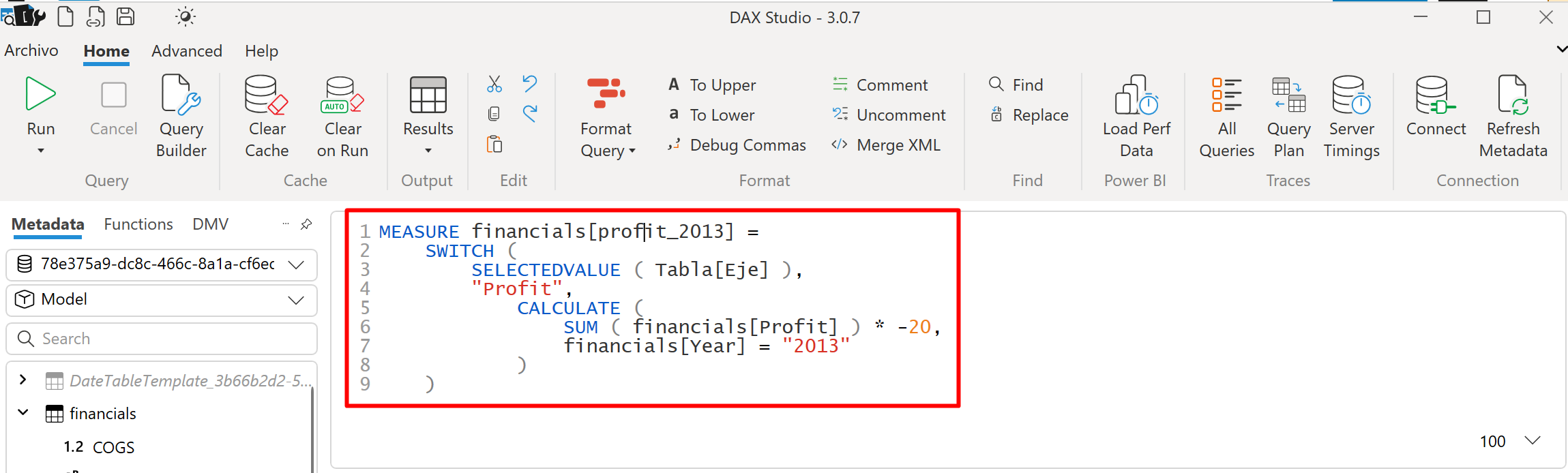 Formatear código DAX con DAX Studio