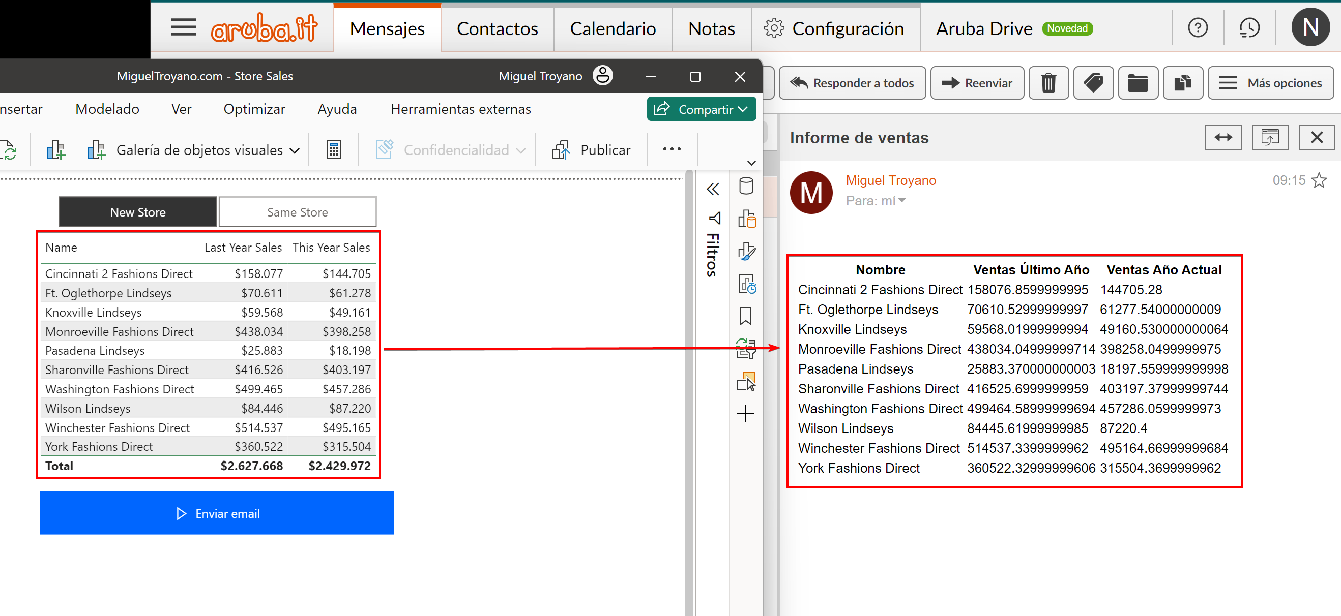 Enviar una tabla de Power BI por correo con Power Automate