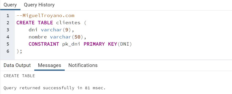 Clave primaria en PostgreSQL