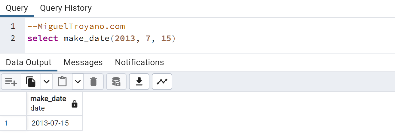 Función MAKE_DATE en PostgreSQL